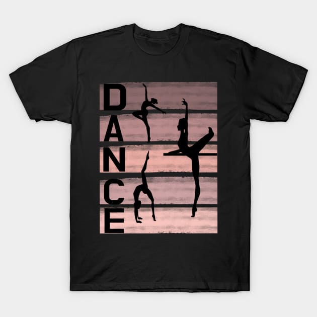 dance design in dusty rose shades T-Shirt by Dancespread